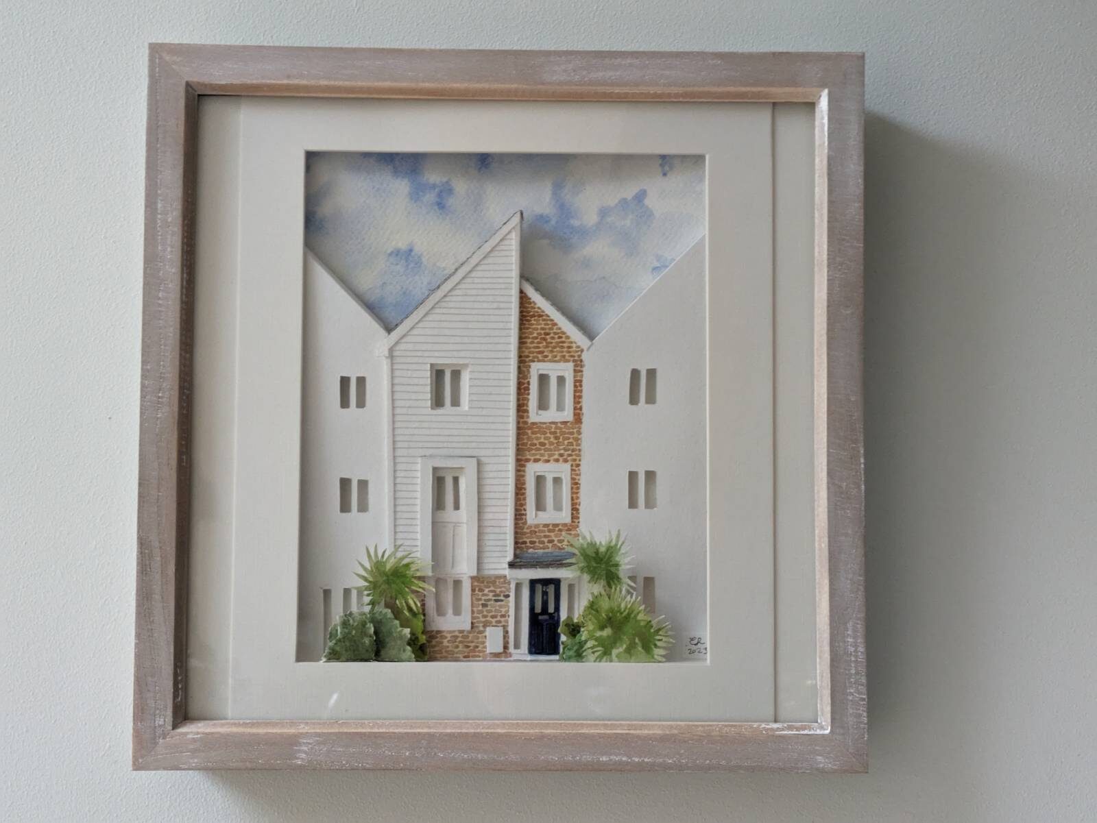 Townhouse in Relief — 3D paper-sculpted house portrait